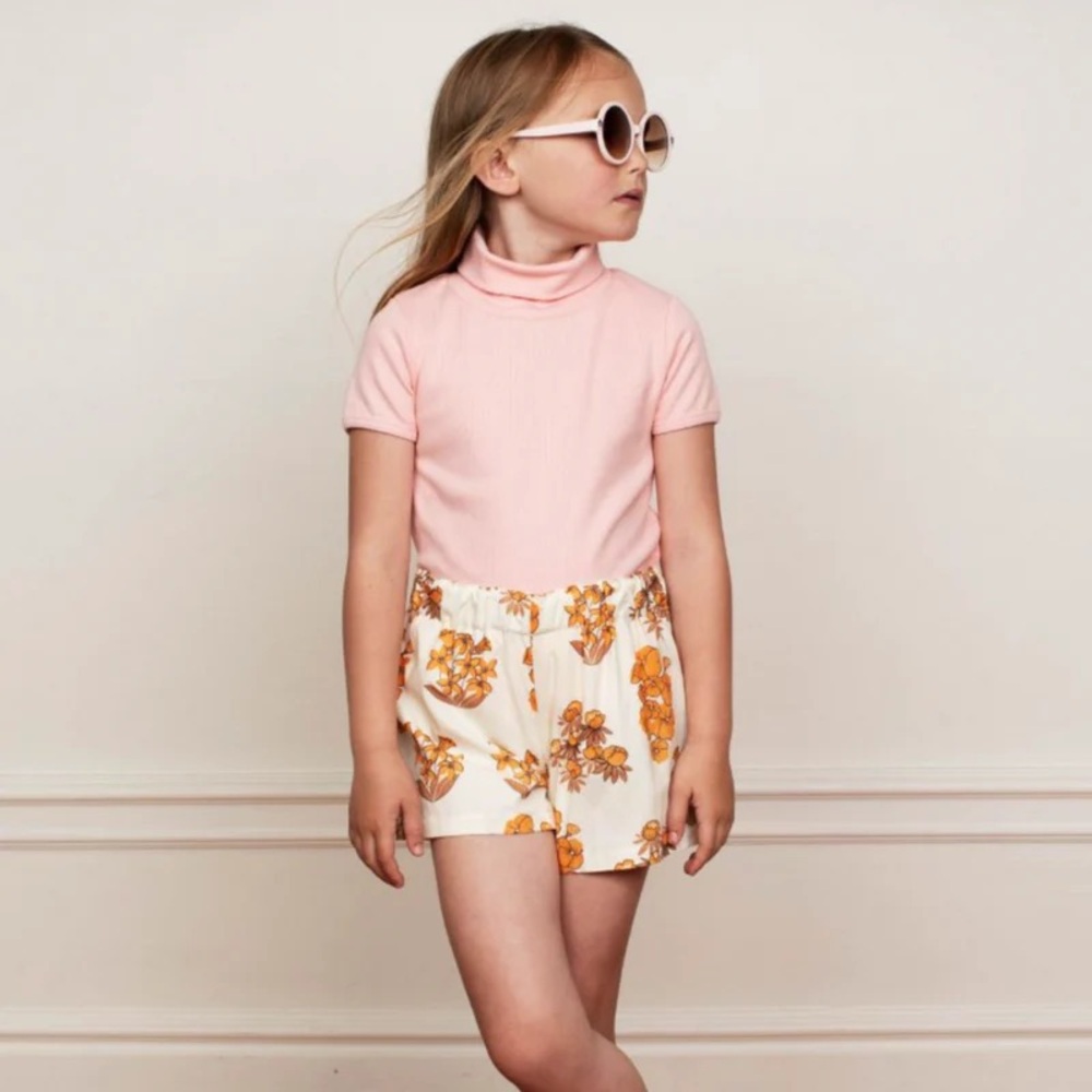 Mini Rodini Solid Rib Turtleneck Short Sleeve T Shirt 92/98 (1.5-3 Y)